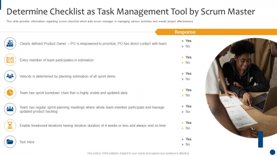Scrum Master Approaches And Tools IT Determine Checklist As Task Management Tool By Scrum Master Designs PDF Scrum Master Approaches And Tools IT Determine Checklist As Task Management Tool By Scrum Master Designs PDF