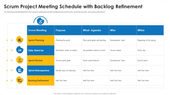 Scrum Project Meeting Schedule With Backlog Refinement Template PDF
