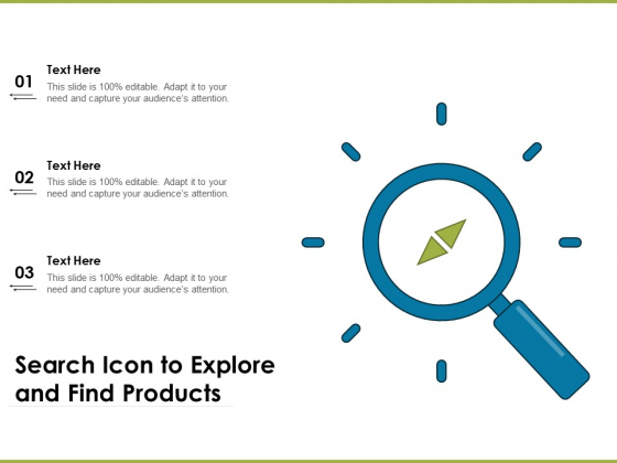 Search Icon To Explore And Find Products Ppt PowerPoint Presentation Icon Deck PDF