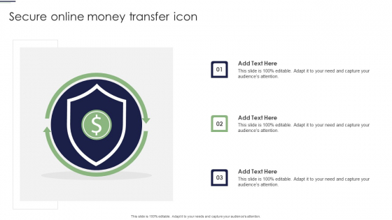 Secure Online Money Transfer Icon Ppt PowerPoint Presentation File Show PDF