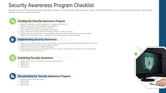 Security Awareness Program Checklist Ppt Layouts Microsoft PDF