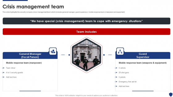 Security Officer Service Company Profile Crisis Management Team Ppt PowerPoint Presentation Gallery Outfit PDF