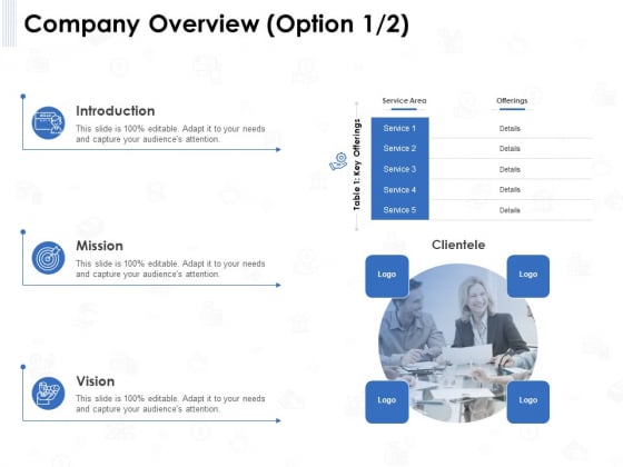 Seed Investment Company Overview Option Ppt Model Visual Aids PDF