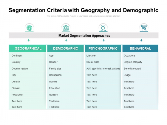 Segmentation Criteria With Geography And Demographic Ppt PowerPoint Presentation Gallery Outline PDF Segmentation Criteria With Geography And Demographic Ppt PowerPoint Presentation Gallery Outline PDF