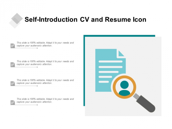 Self Introduction CV And Resume Icon Ppt PowerPoint Presentation Infographics Outline