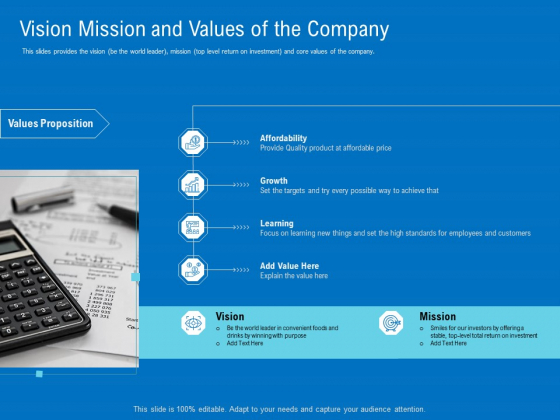Series B Funding For Startup Capitalization Vision Mission And Values Of The Company Graphics PDF Series B Funding For Startup Capitalization Vision Mission And Values Of The Company Graphics PDF
