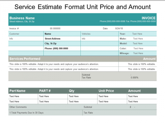 Service Estimate Format Unit Price And Amount Ppt PowerPoint Presentation Ideas Guidelines Service Estimate Format Unit Price And Amount Ppt PowerPoint Presentation Ideas Guidelines