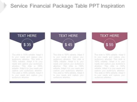 Service Financial Package Table Ppt Inspiration