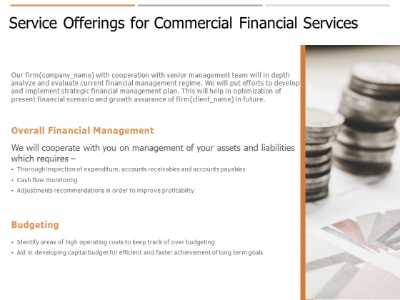 Service Offerings For Commercial Financial Services Ppt PowerPoint Presentation Infographic Template Information