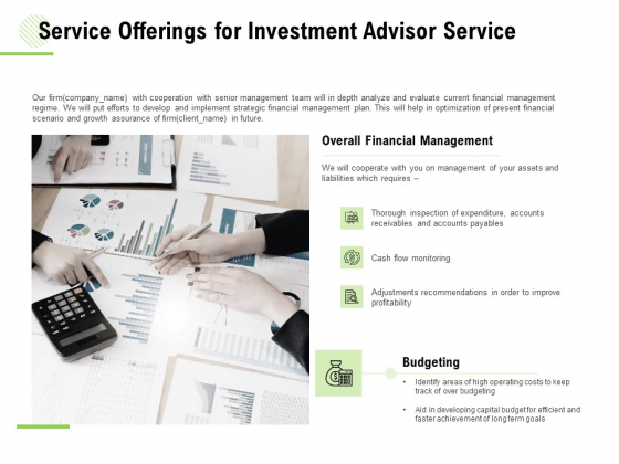 Service Offerings For Investment Advisor Service Ppt Pictures Display PDF Service Offerings For Investment Advisor Service Ppt Pictures Display PDF