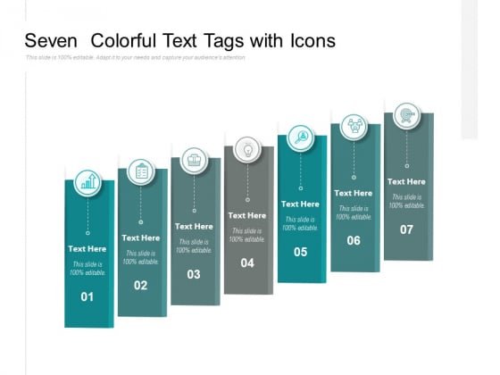 Seven Colorful Text Tags With Icons Ppt PowerPoint Presentation Summary Guide