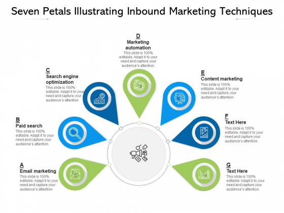 Seven Petals Illustrating Inbound Marketing Techniques Ppt PowerPoint Presentation Inspiration Samples PDF