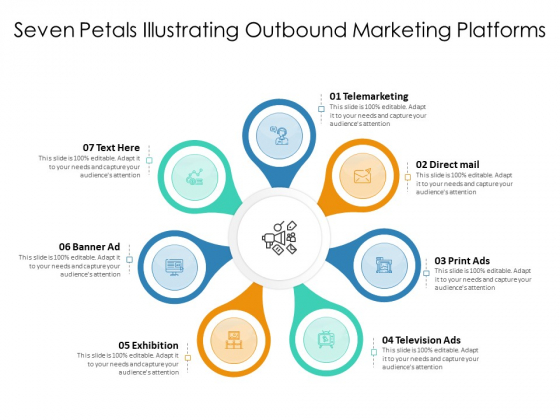 Seven Petals Illustrating Outbound Marketing Platforms Ppt PowerPoint Presentation Ideas Samples PDF
