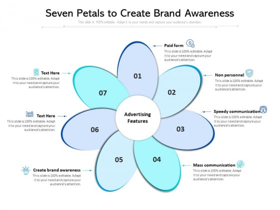 Seven Petals To Create Brand Awareness Ppt PowerPoint Presentation Summary Templates PDF