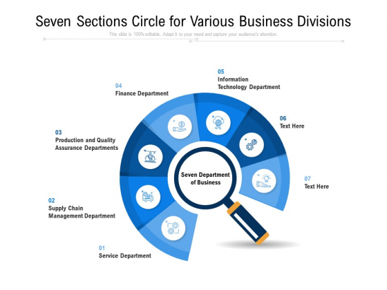 Seven Sections Circle For Various Business Divisions Ppt PowerPoint Presentation File Background Designs PDF
