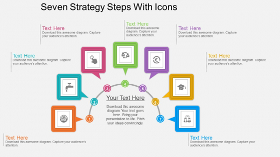 Seven Strategy Steps With Icons Powerpoint Template
