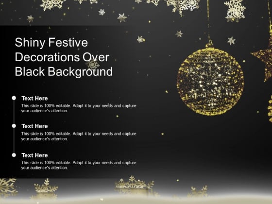 Shiny Festive Decorations Over Black Background Ppt PowerPoint Presentation Ideas Example File