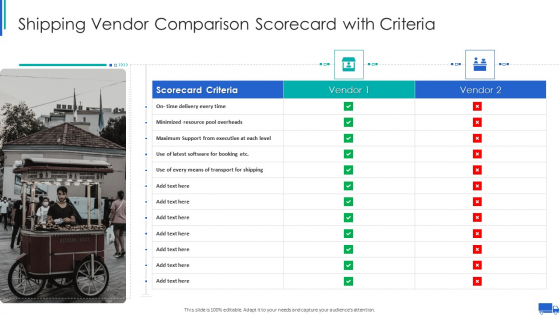 Shipping Vendor Comparison Scorecard With Criteria Ppt Styles Outline PDF