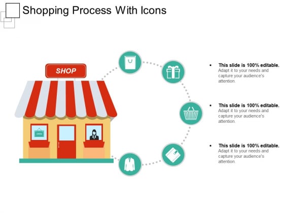 Shopping Process With Icons Ppt PowerPoint Presentation Outline Demonstration