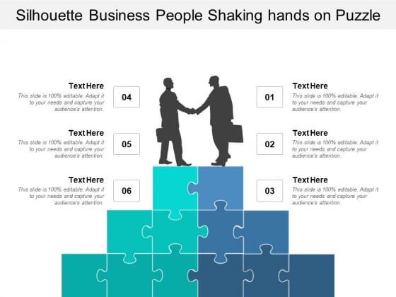 Silhouette Business People Shaking Hands On Puzzle Ppt PowerPoint Presentation Ideas Professional