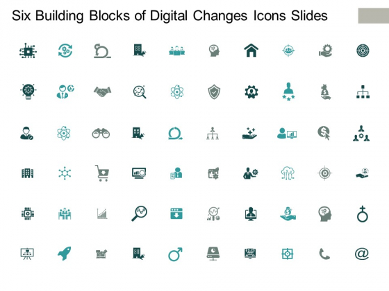 Six Building Blocks Of Digital Changes Icons Slides Ppt PowerPoint Presentation Visual Aids Slides