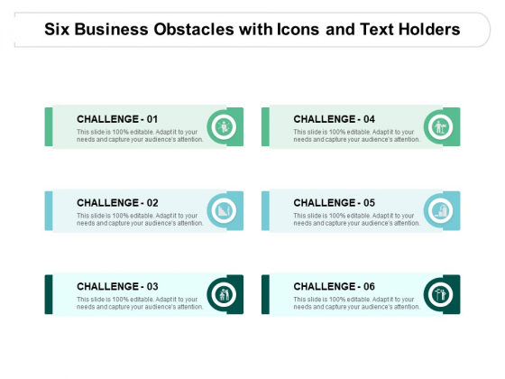 Six Business Obstacles With Icons And Text Holders Ppt PowerPoint Presentation Ideas Maker Six Business Obstacles With Icons And Text Holders Ppt PowerPoint Presentation Ideas Maker