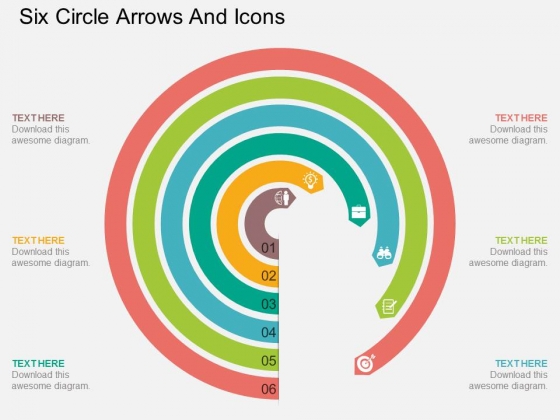 Six Circle Arrows And Icons Powerpoint Template Six Circle Arrows And Icons Powerpoint Template