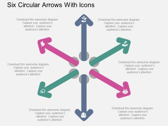 Six Circular Arrows With Icons Powerpoint Template Six Circular Arrows With Icons Powerpoint Template