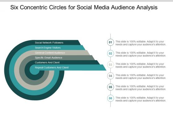 Six Concentric Circles For Social Media Audience Analysis Ppt PowerPoint Presentation Pictures Portrait