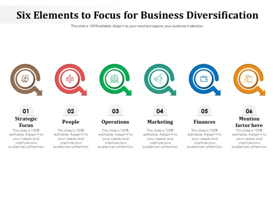 Six Elements To Focus For Business Diversification Ppt PowerPoint Presentation Inspiration Portrait PDF Six Elements To Focus For Business Diversification Ppt PowerPoint Presentation Inspiration Portrait PDF