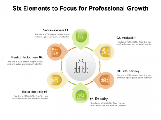 Six Elements To Focus For Professional Growth Ppt PowerPoint Presentation Gallery Master Slide PDF Six Elements To Focus For Professional Growth Ppt PowerPoint Presentation Gallery Master Slide PDF