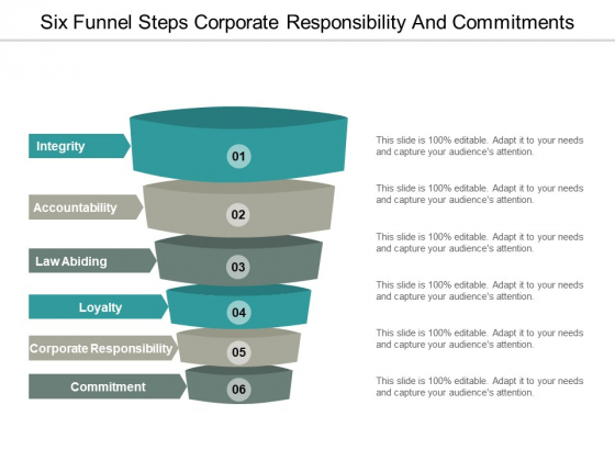 Six Funnel Steps Corporate Responsibility And Commitments Ppt Powerpoint Presentation Portfolio Format Ideas Six Funnel Steps Corporate Responsibility And Commitments Ppt Powerpoint Presentation Portfolio Format Ideas