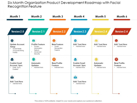 Six Month Organization Product Development Roadmap With Facial Recognition Feature Ideas
