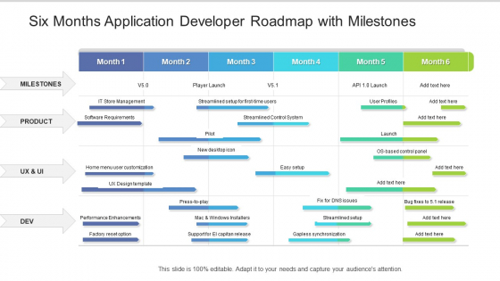 Six Months Application Developer Roadmap With Milestones Information