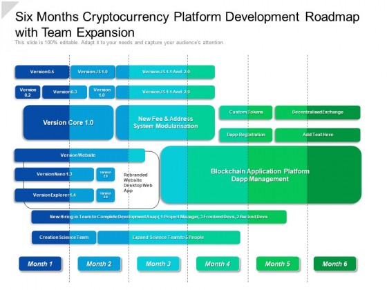 Six Months Cryptocurrency Platform Development Roadmap With Team Expansion Sample