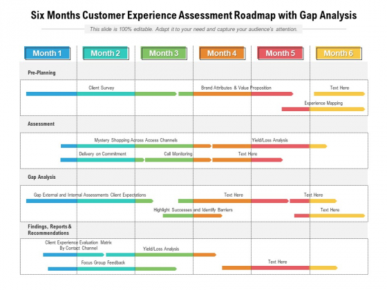Six Months Customer Experience Assessment Roadmap With Gap Analysis Brochure Six Months Customer Experience Assessment Roadmap With Gap Analysis Brochure