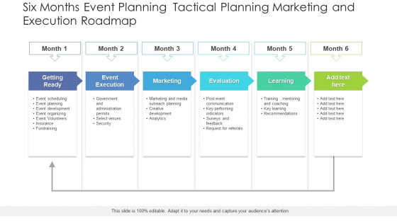Six Months Event Planning Tactical Planning Marketing And Execution Roadmap Topics Six Months Event Planning Tactical Planning Marketing And Execution Roadmap Topics