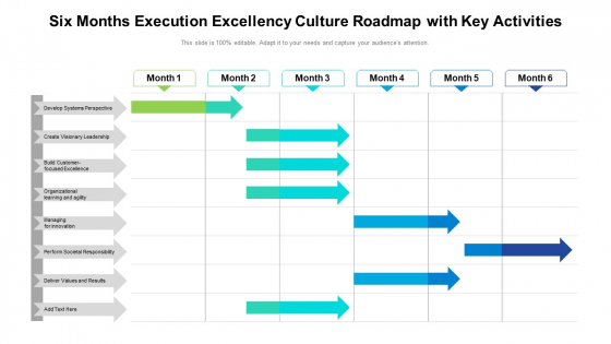 Six Months Execution Excellency Culture Roadmap With Key Activities Background