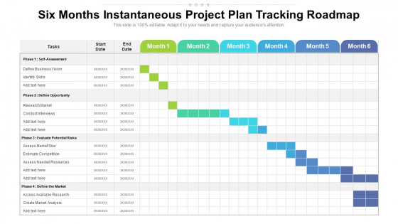 Six Months Instantaneous Project Plan Tracking Roadmap Diagrams
