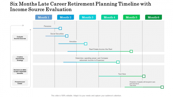 Six Months Late Career Retirement Planning Timeline With Income Source Evaluation Sample Six Months Late Career Retirement Planning Timeline With Income Source Evaluation Sample