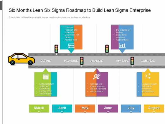 Six Months Lean Six Sigma Roadmap To Build Lean Sigma Enterprise Icons