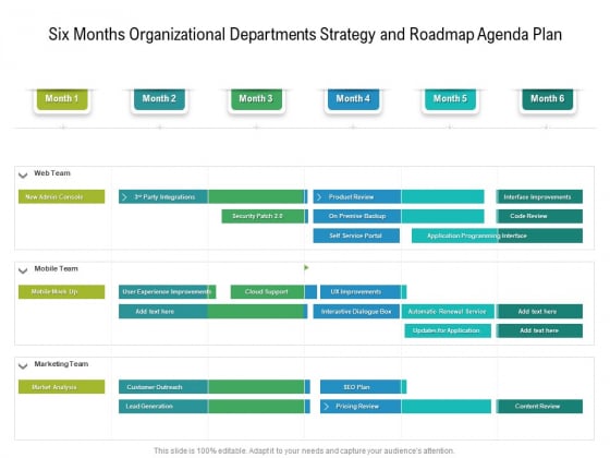 Six Months Organizational Departments Strategy And Roadmap Agenda Plan Icons Six Months Organizational Departments Strategy And Roadmap Agenda Plan Icons