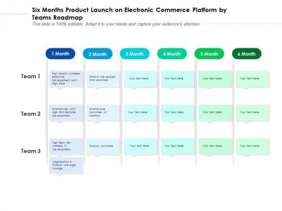 Six Months Product Launch On Electronic Commerce Platform By Teams Roadmap Slides Six Months Product Launch On Electronic Commerce Platform By Teams Roadmap Slides