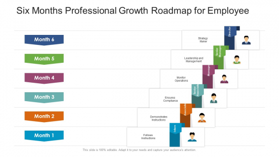 Six Months Professional Growth Roadmap For Employee Graphics