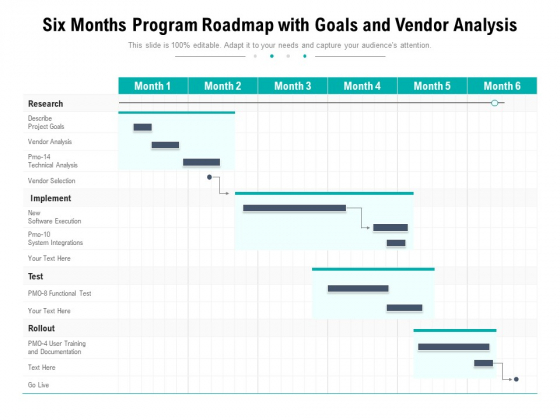 Six Months Program Roadmap With Goals And Vendor Analysis Mockup