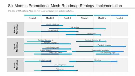 Six Months Promotional Mesh Roadmap Strategy Implementation Infographics Six Months Promotional Mesh Roadmap Strategy Implementation Infographics