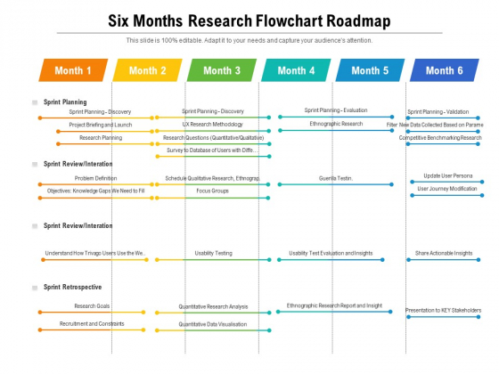 Six Months Research Flowchart Roadmap Infographics Six Months Research Flowchart Roadmap Infographics