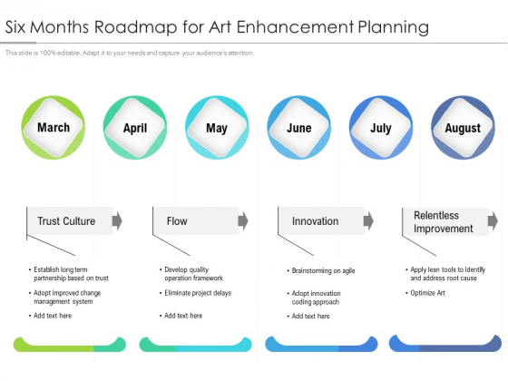 Six Months Roadmap For Art Enhancement Planning Icons