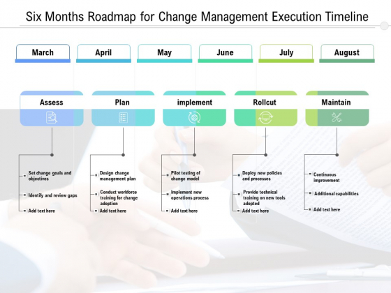 Six Months Roadmap For Change Management Execution Timeline Diagrams