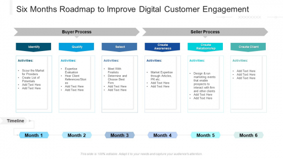 Six Months Roadmap To Improve Digital Customer Engagement Slides Six Months Roadmap To Improve Digital Customer Engagement Slides